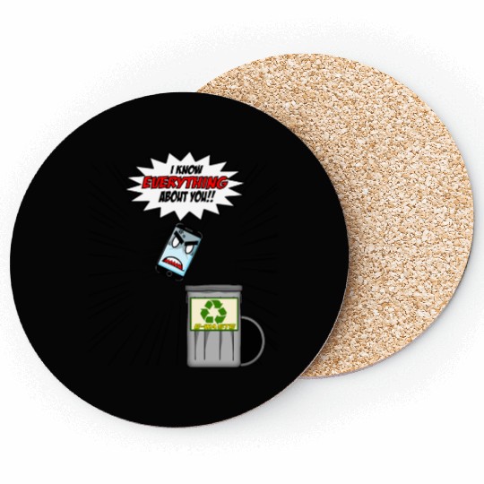 Phone Funny Cartoon Tech Design Coasters
