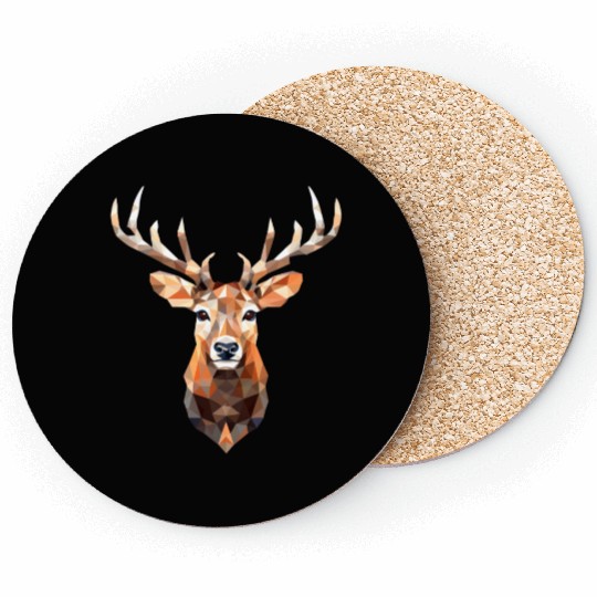 Polygon Reindeer: Modern Design Meets Nature! Coasters
