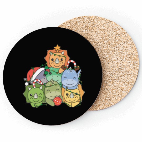 Dinosaur Christmas Tree Funny Animal Coasters