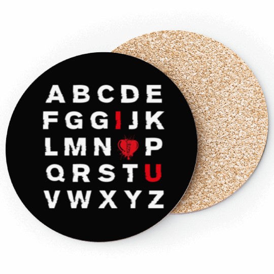 Abc Alphabet I Love You English Teacher Valentines Coasters