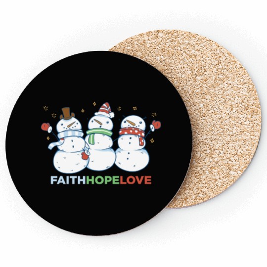 Religious Family Faith Hope Love Christmas Coasters