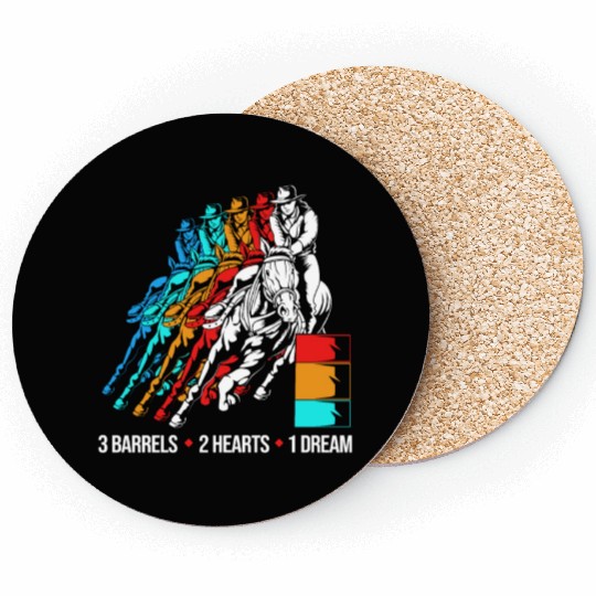 3 Barrels 2 Hearts 1 Dream Barrel Racing For Women Coasters