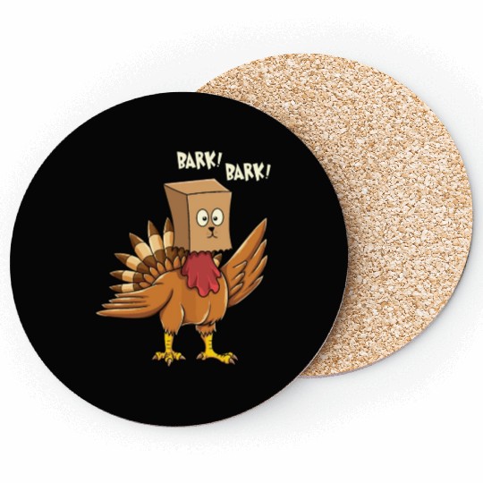 Funny Thanksgiving Turkey Fake Dog Woof Coasters