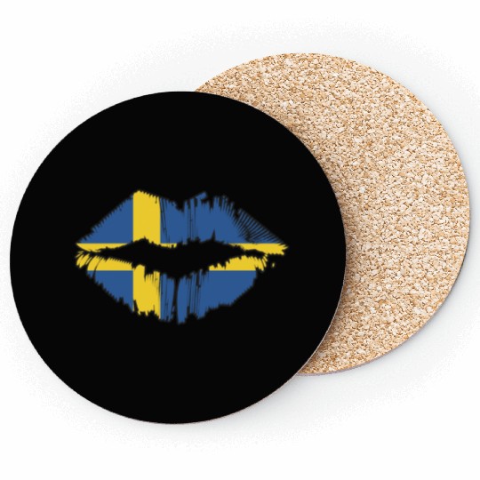 Vintage Sweden Country Flag Lips Swedish Kiss Lip Coasters