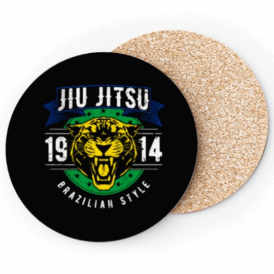 Brazilian Jiu Jitsu 1914 Jaguar head BJJ gift Coasters