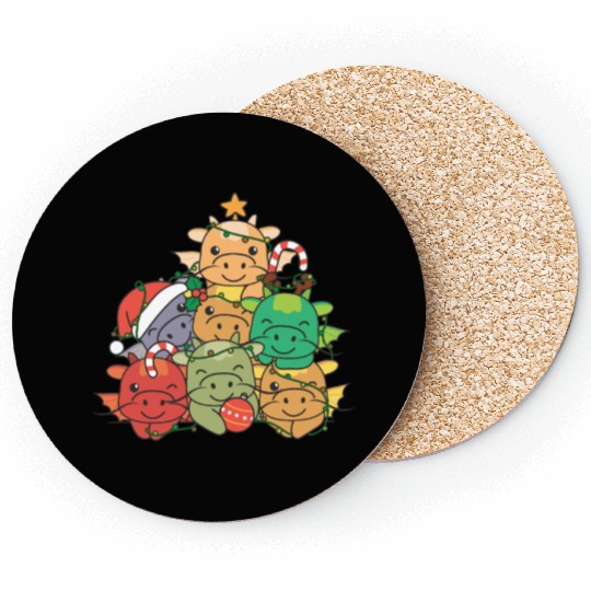 Dragon Christmas Tree Funny Animal Christmas Coasters