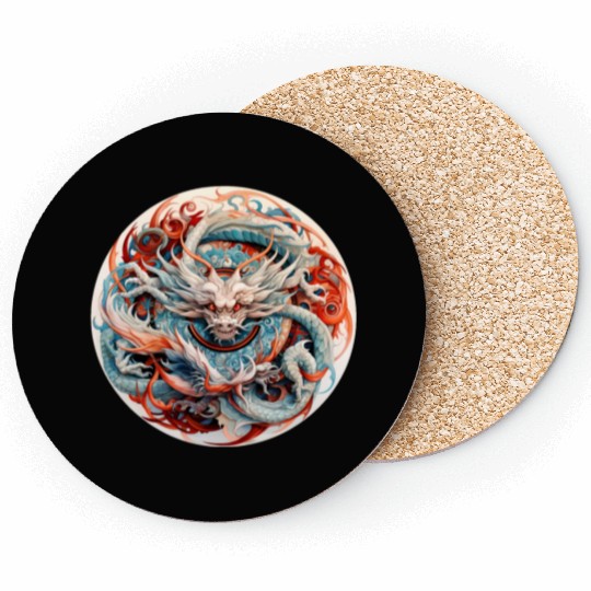 Chinese Dragon Mandala Art Coasters