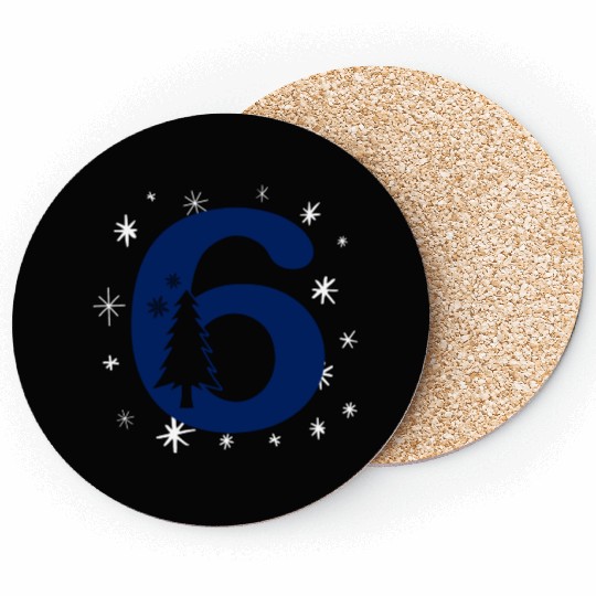 Number 6 - Winter Xmas Age Six Coasters