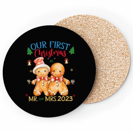 gingerbread couple first Christmas Mr. and Mrs. Coasters