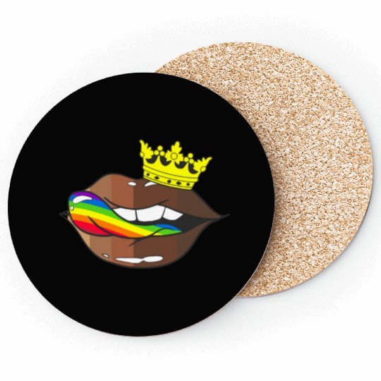 LGBTQ Rainbow Black Pride Crown Melanin Lips Coasters