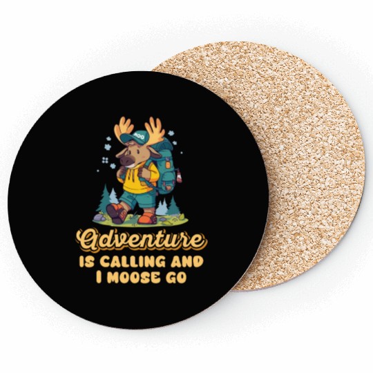 Adventure Is Calling Youth Cute Moose Coasters