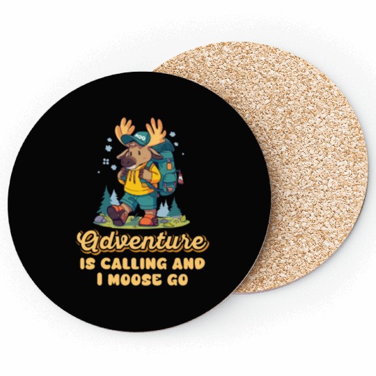 Adventure Is Calling Youth Cute Moose Coasters