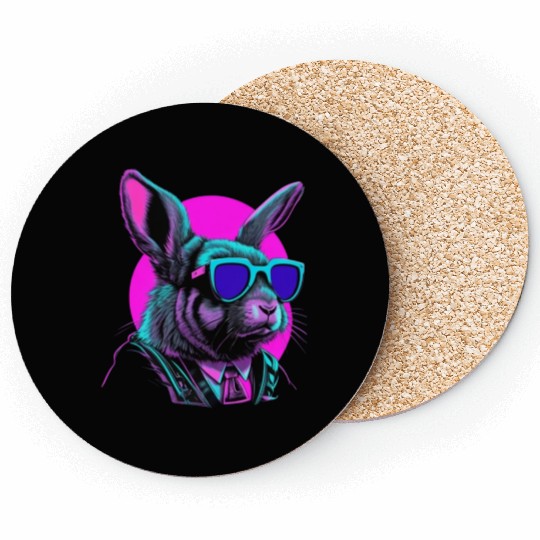 Vaporwave Easter Bunny Coasters
