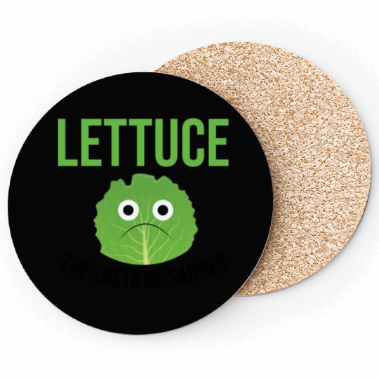 Lettuce The Taste of Sadness Funny Vegan Green FF Band Coasters