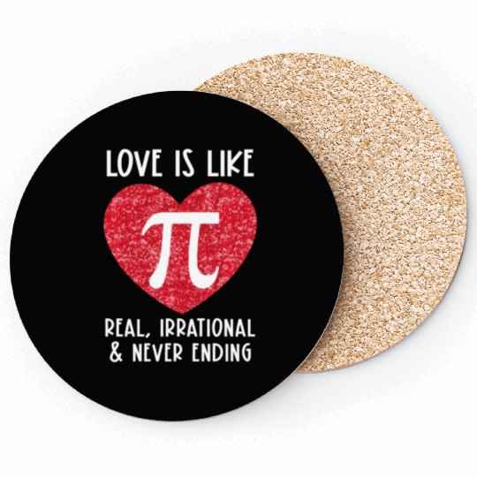 Pi Real Irrational Math Teacher Valentines Day Coasters