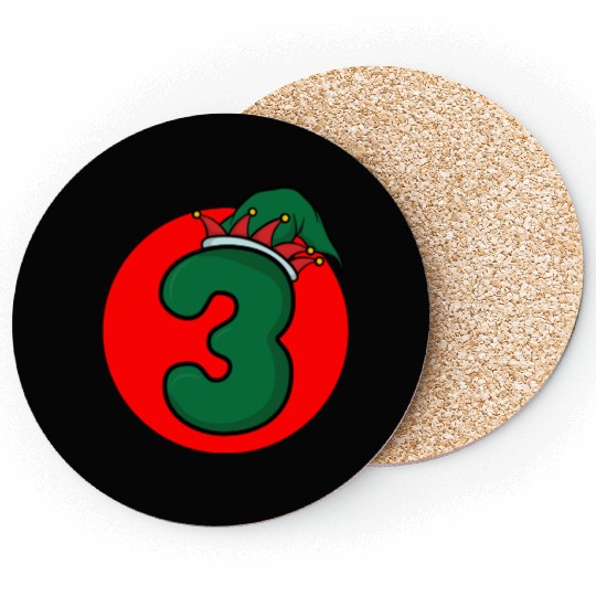 Age 3 Happy Birthday Kid - Third Xmas Number Coasters