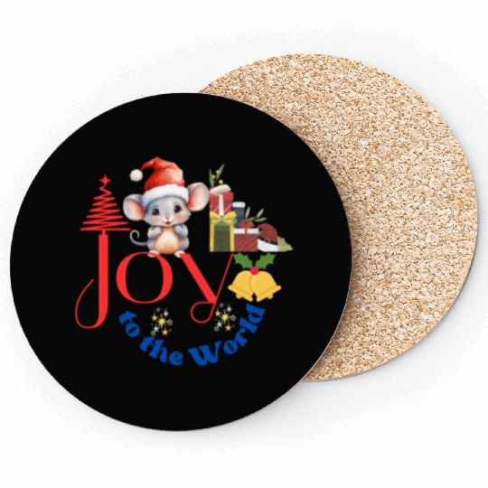 Joy to the World Christmas combination art white Coasters
