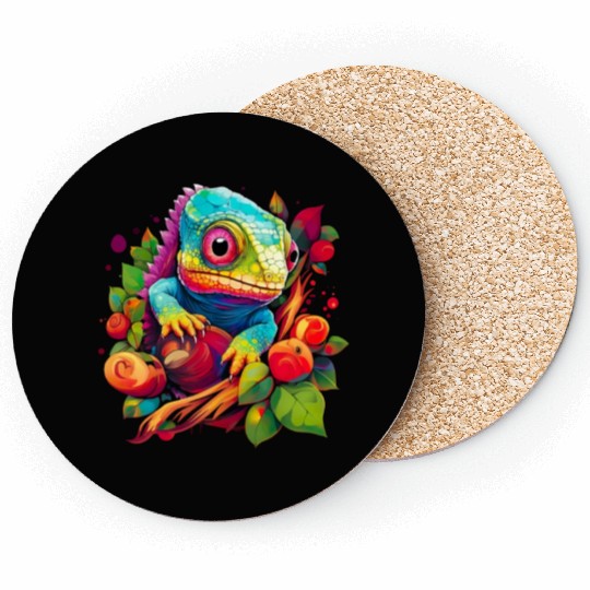 Cute Chameleon for Lizard Pet Lover Coasters