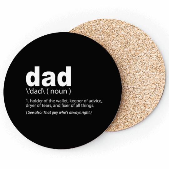 DAD Definition Funny Dad Gift Fathers Day Present Coasters