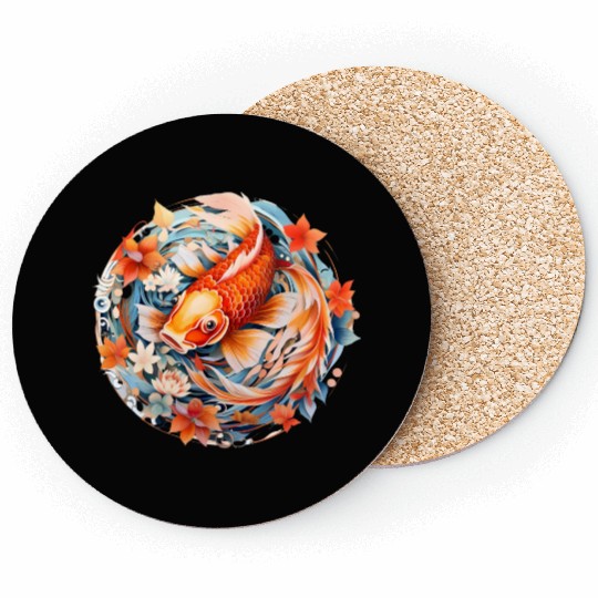 Koi Fish Mandala Art Coasters