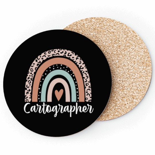 Cartographer Rainbow Leopard Funny Cartographer Coasters