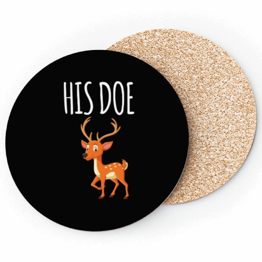 Her Buck His Doe Christmas Couple Coasters Matching