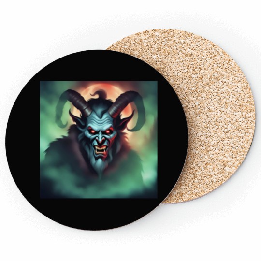 Krampus in Green Fog Coasters