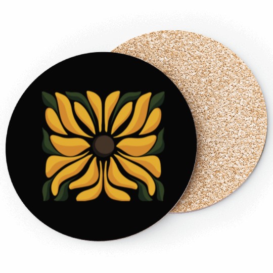 Modern Sunflower Floral Nature Design Coasters