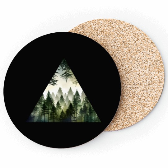 Geometric Forest Triangle Coasters