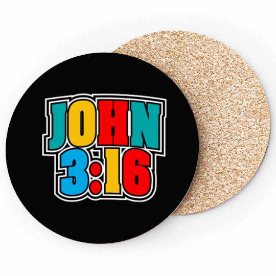 John 3:16 Love Jesus Bible Text Christian Coasters
