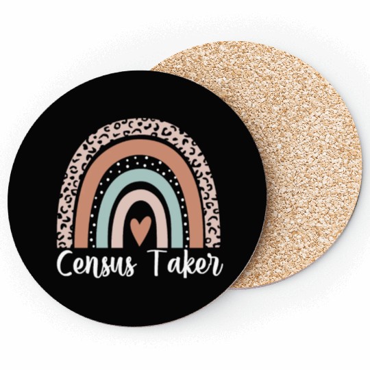 Census Taker Rainbow Leopard Funny Census Taker Coasters