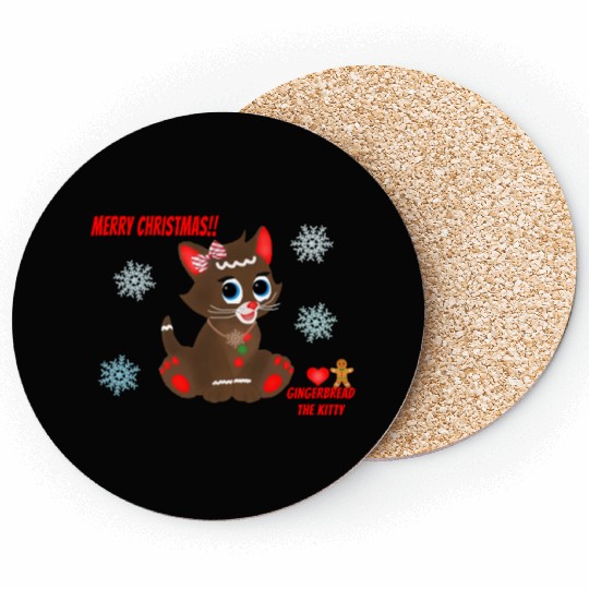 "Gingerbread" the Kitty (Snowflake Snuggliezz) Coasters