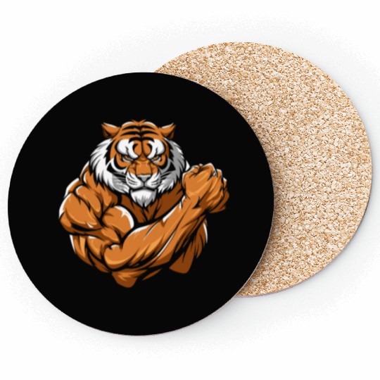 Workout Gym Tiger Coasters