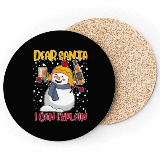 Snowman Dear Santa I can Explain Funny Coasters