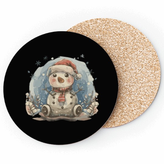 Christmas Golf Snowman Santa Hat Gift design Coasters