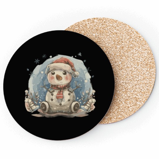 Christmas Golf Snowman Santa Hat Gift design Coasters
