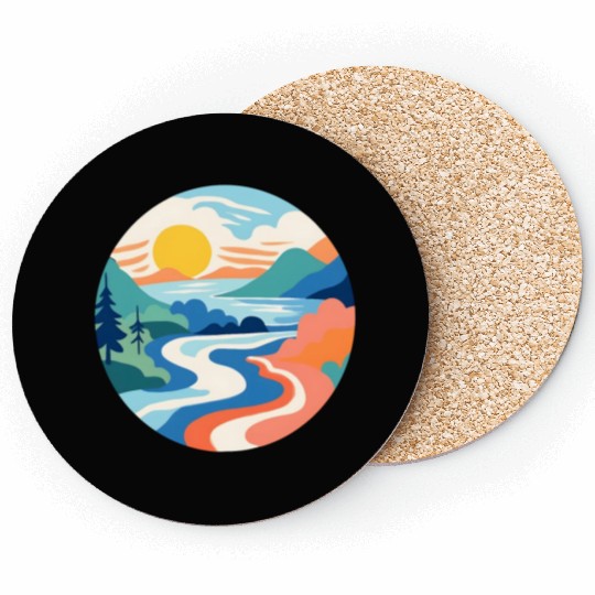 Modern Landscape River Design Coasters