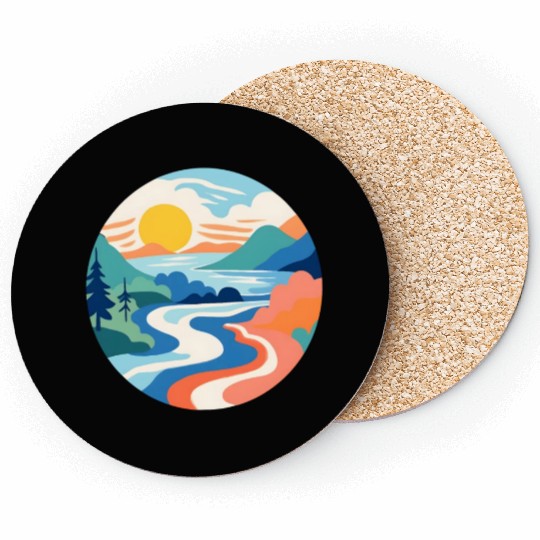Modern Landscape River Design Coasters