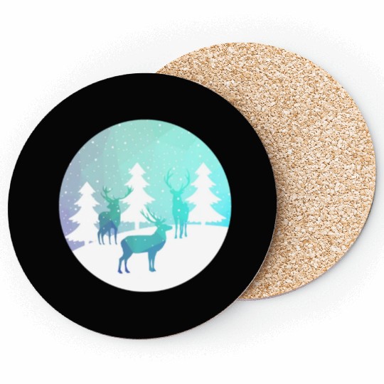 Deer Winter Forrest Coasters