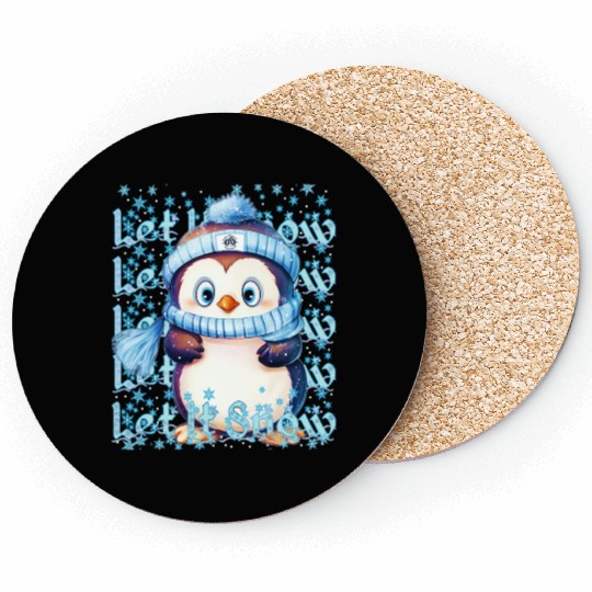 Let it Snow Winter Penguin Coasters