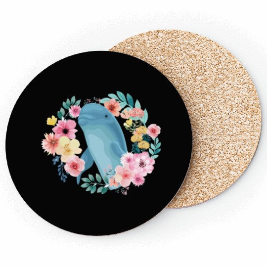Dolphin Flower Floral Coasters
