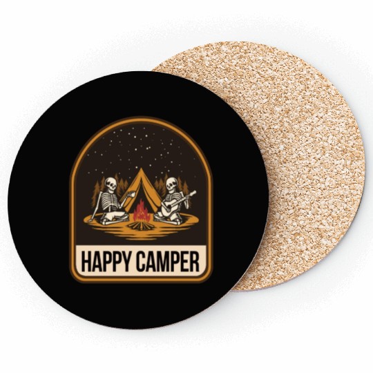 Happy Camper Skeleton Campfire Tent Coasters