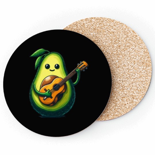 Avocado playing guitar Coasters