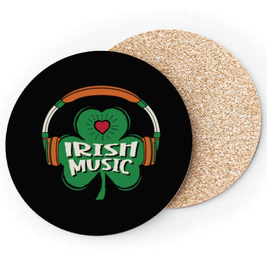 Irish Music Shamrock Headphones St Patrick s Day Coasters