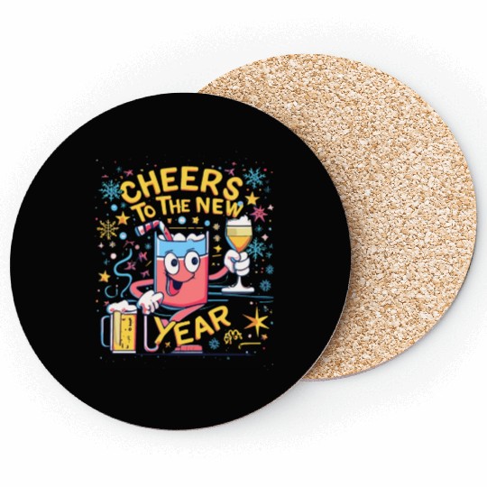 NYE Cheers To The New Year Happy Winter Holiday Coasters