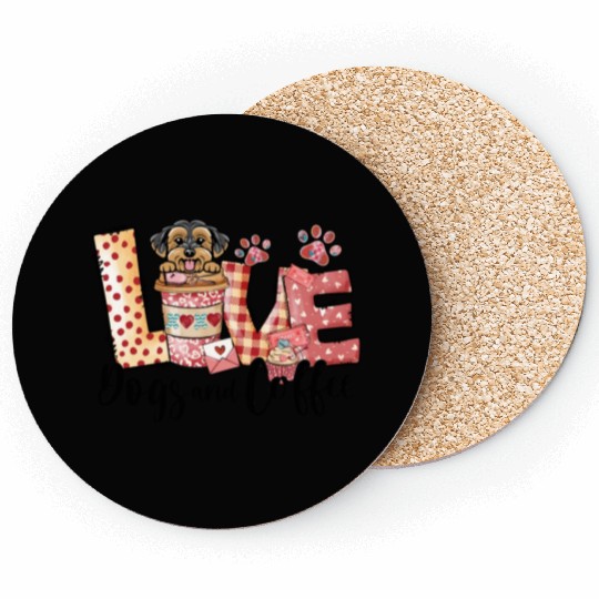 Morkie Dog Coffee Lover Dog Mom Valentines Day Coasters