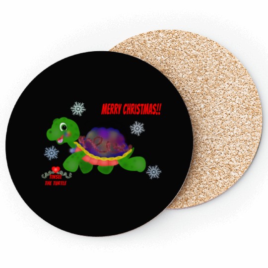 "Tinsel the Turtle" (Snowflake Snuggliezz) Coasters