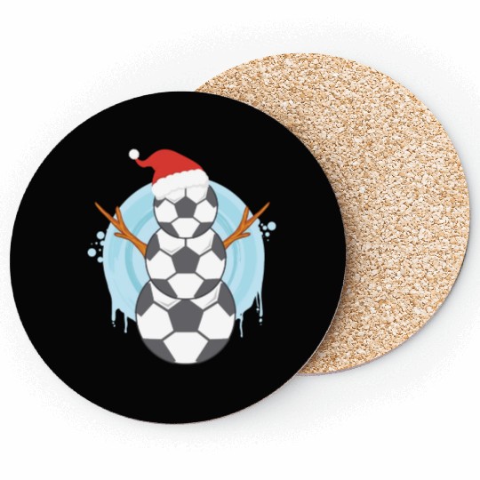 Soccer Snowman Christmas Time Winter Season Coasters