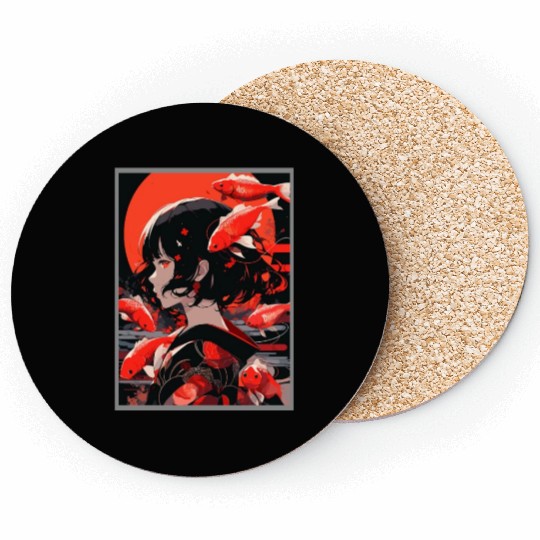 Vinatage japanese esthetic Otaku Anime Girl Coasters