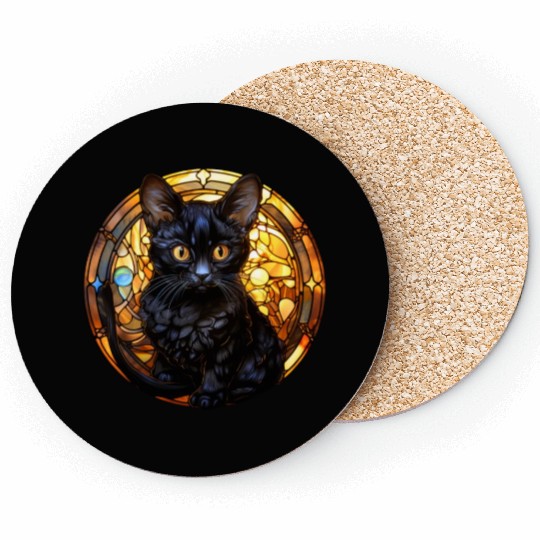 Bombay kitten in stained glass Coasters